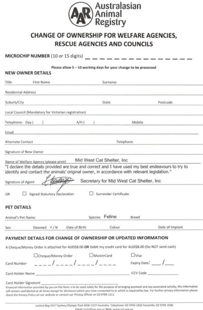 Aar Form Page 001 Mid West Cat Shelter Inc